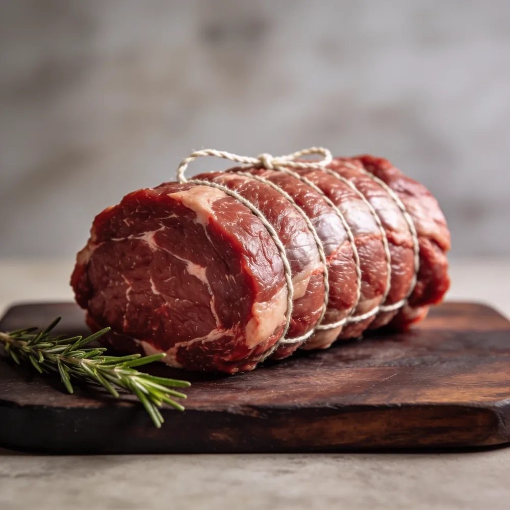Rolled sirloin beef joint